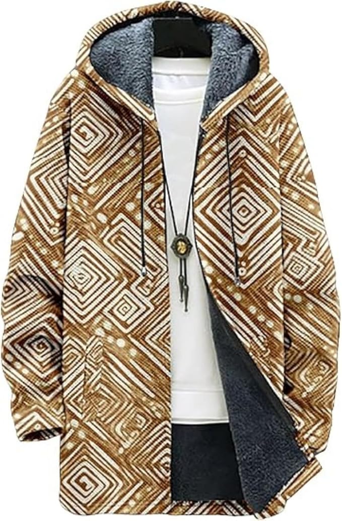 Men's Hooded Sweater Coat Knit Fleece Lined Long Cardigan Jacket by Unknown