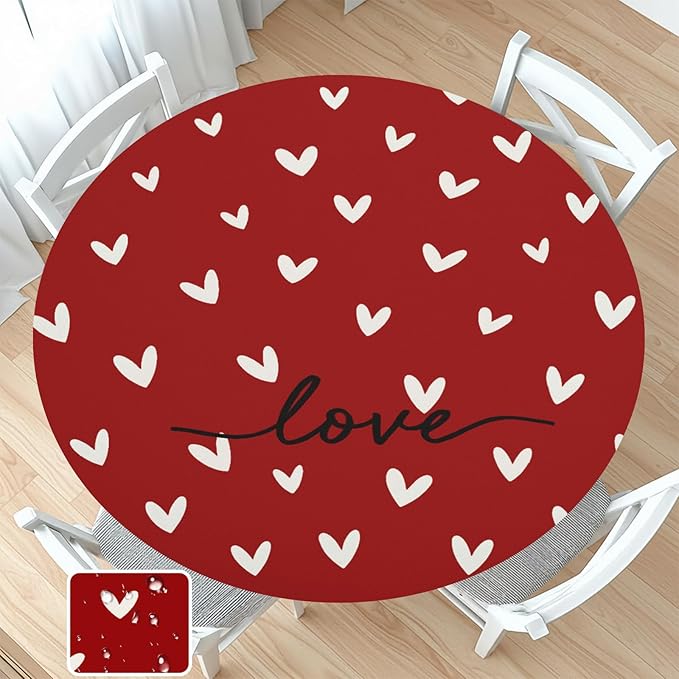 Valentines Day Round Fitted Tablecloth by Unknown