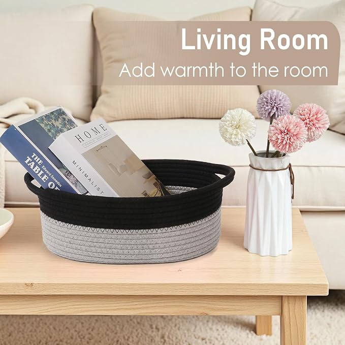 Woven Basket, Small Rope Storage Bin - Image 7
