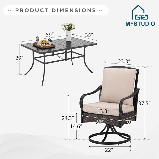 MFSTUDIO 7 Piece Outdoor Patio Dining Sets - Image 9