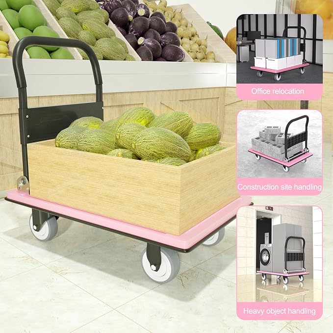 WUD Push Cart, Folding Mobile Platform Trolley, Thickened and Reinforced - Image 4