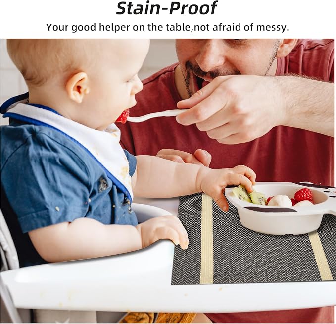 Modern Placemats Set of 8-Durable PVC Table placemats, Vinyl Woven Place Mats - Image 6