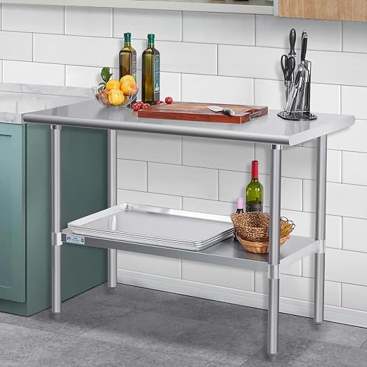 Hally Stainless Steel Table for Prep & Work 30 x 48 Inches, NSF Commercial - Image 2