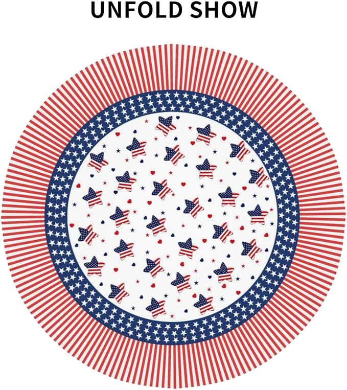 American Flag Round Tablecloth 4th of July American Flag 60 Inch Waterproof - Image 4