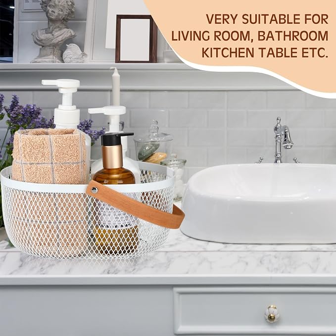 Maxcheck 4 Pcs Oval Metal Wire Storage Basket - Image 6