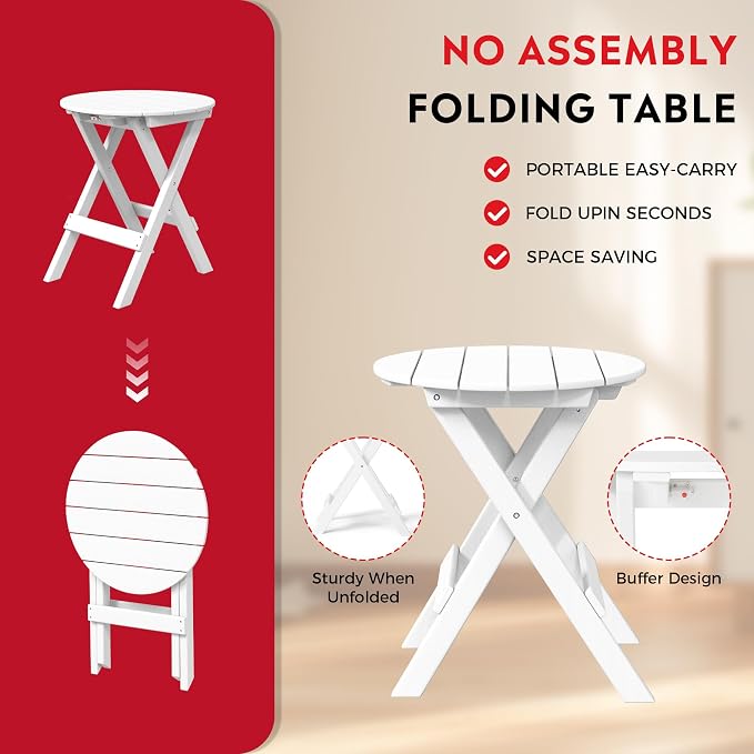 Costaelm Paradise 3-Piece Outdoor HDPE Folding Patio Bistro Table and Chairs - Image 9