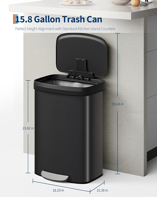 Garvee 16 gal / 60 L Metal Trash Can - Image 6