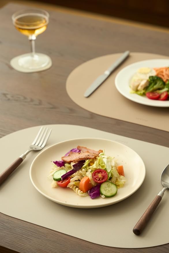 Beige Oval Silicone Placemats Set of 4 – Heat Resistant, Waterproof - Image 3