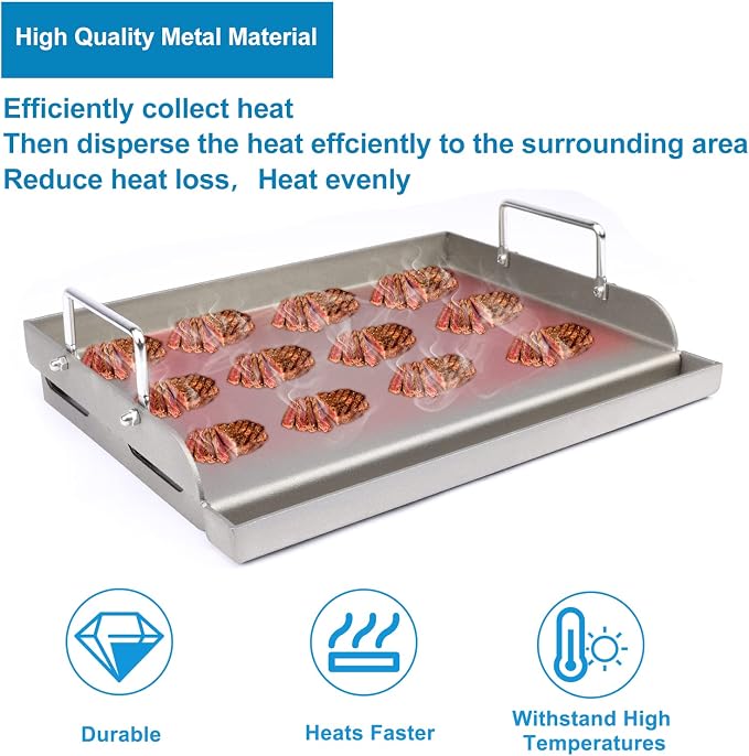 Uniflasy Cast Iron Griddle for Gas Grill Flat Top Griddle Insert for Outdoor - Image 4