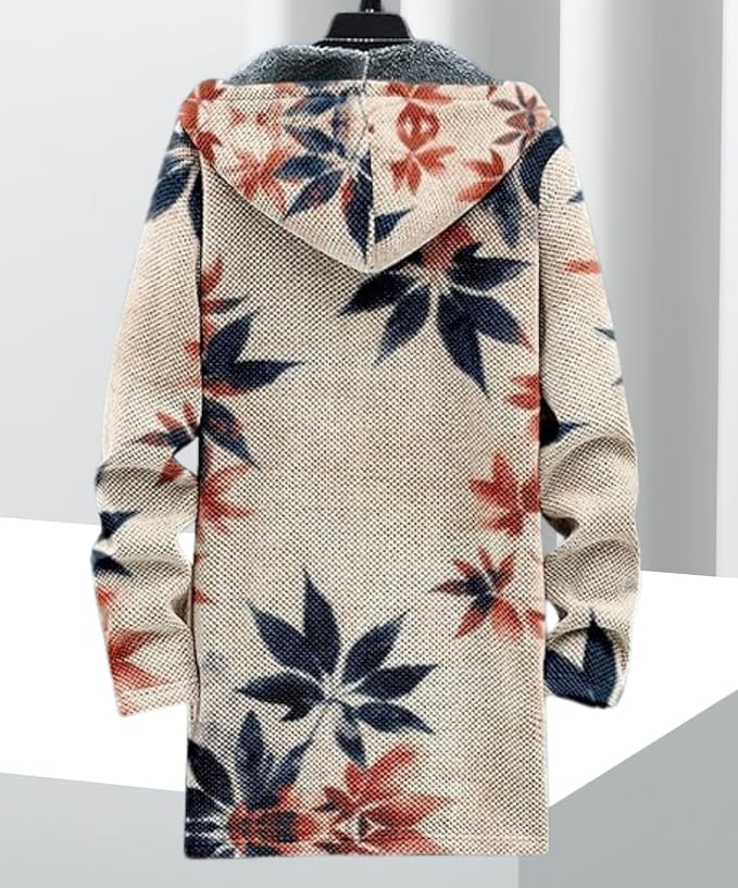 Men's Hooded Sweater Coat Knit Fleece Lined Long Cardigan Jacket - Image 2