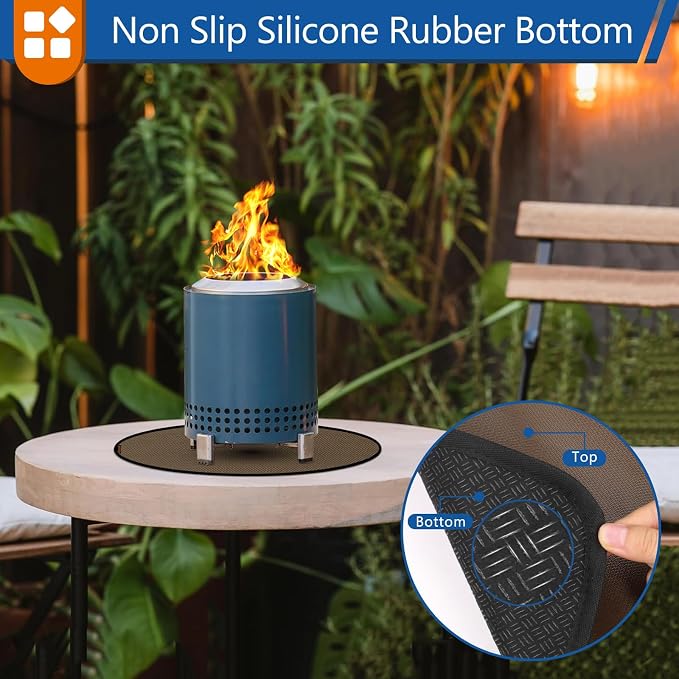 Anze 20" Tabletop Fire Pit Mat, 4 Layers Round Fireproof Mat Campatible - Image 6