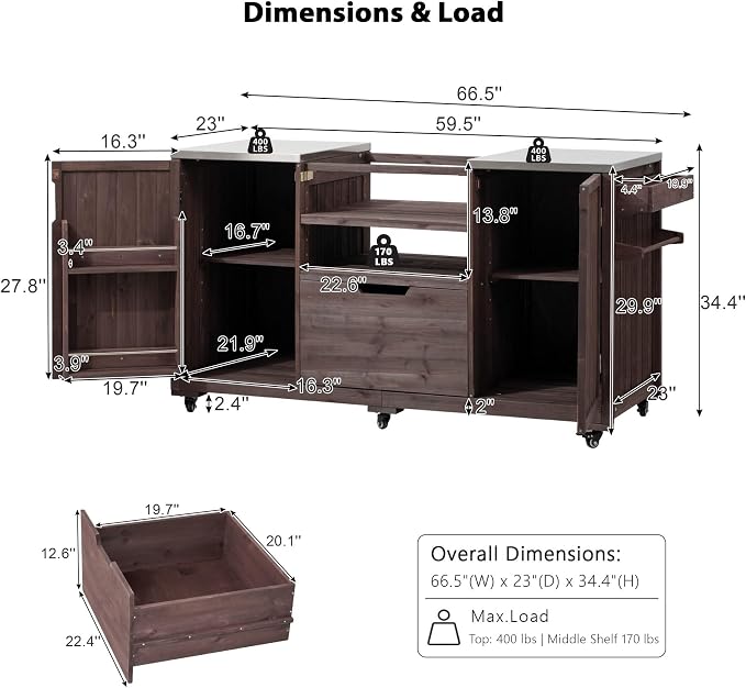 66.5" Outdoor Kitchen Island - Image 2