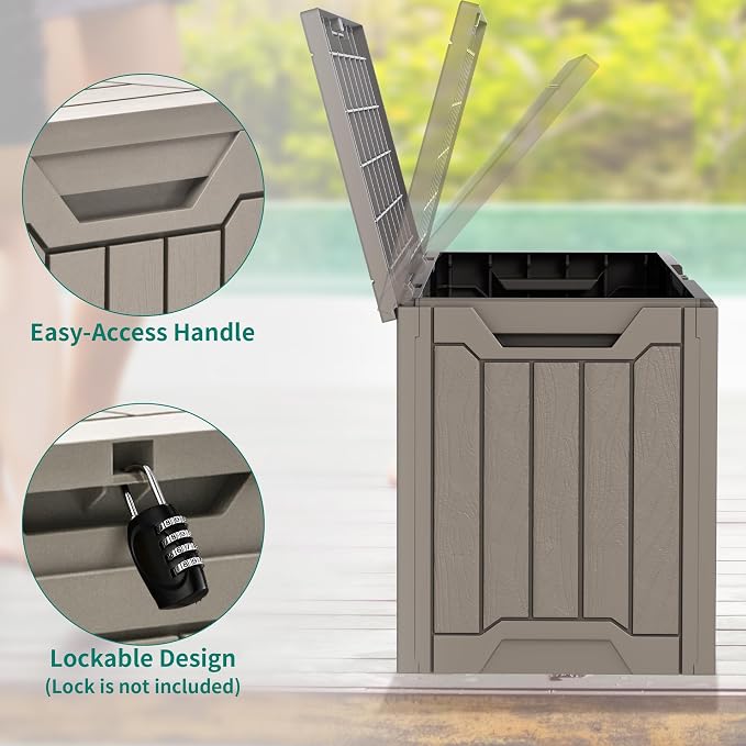 YITAHOME 31 Gallon Outdoor Storage Deck Box, Waterproof Resin Package Delivery - Image 4