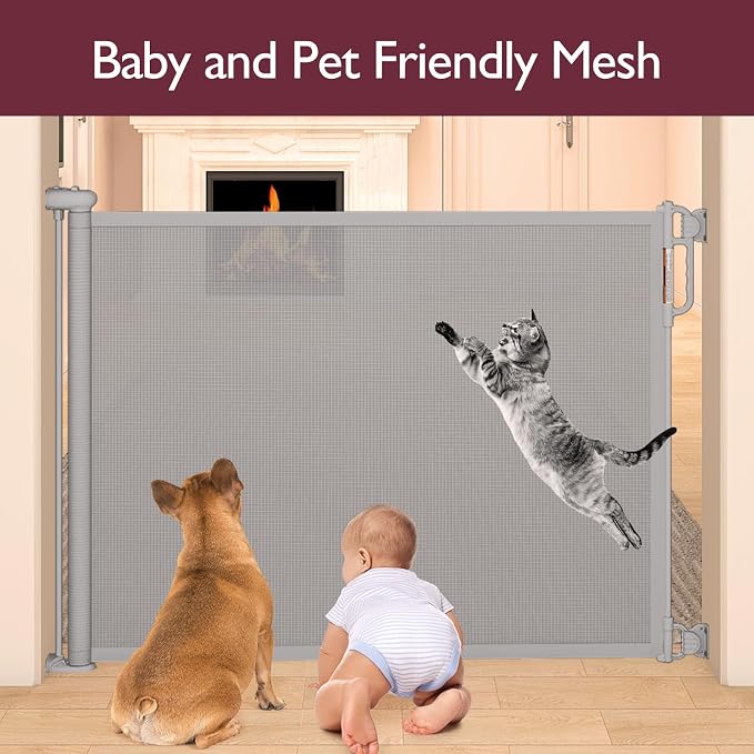 Retractable Baby Gate, Momcozy Extra Wide Mesh Baby Gates - Image 3
