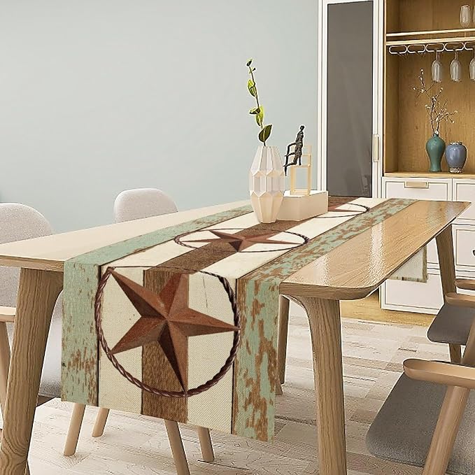 Texas Western Star Table Runner, Farmhouse Cowboy Country Barn Star Table - Image 2