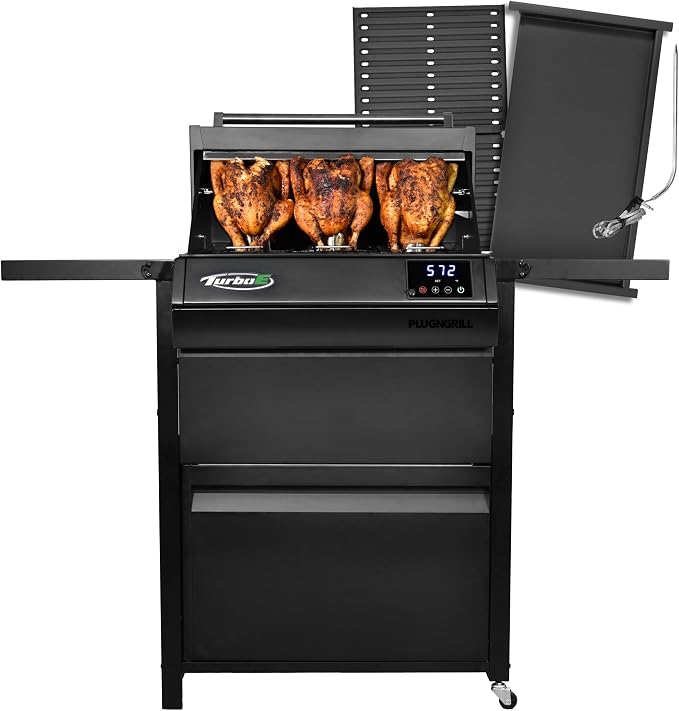 Turbo E XL Electric Grill, 1700W Infrared, Warming Rack and Probe, Apartment by TurboEbyPLUGNGRILL