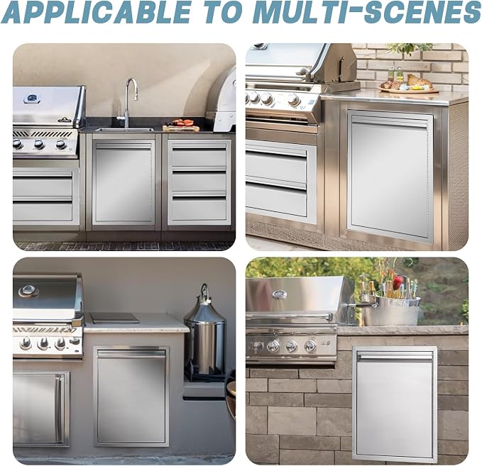 Outdoor Kitchen Door 18" W x 21" H inch Double Wall Door Panel Stainless Steel - Image 6