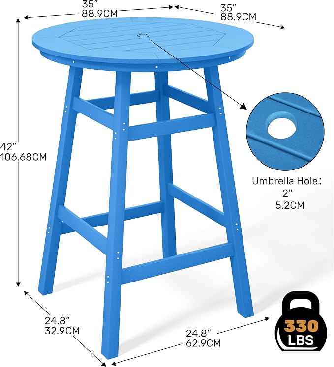 Costaelm Patio Bistro Table, Outdoor Bistro Dining Pub Table - Image 3