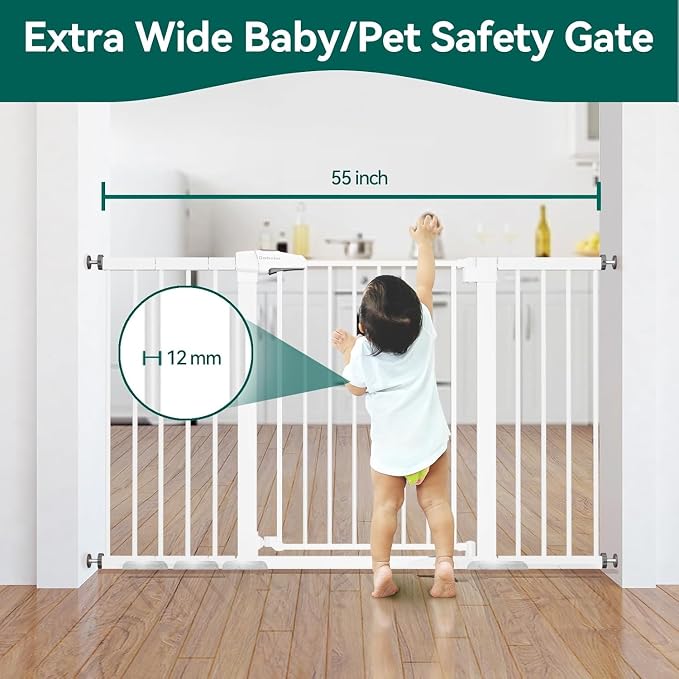 BABELIO 36" Tall Baby Gate, PressGuard P7, 29-55" Auto Close Pressure Mounted - Image 2