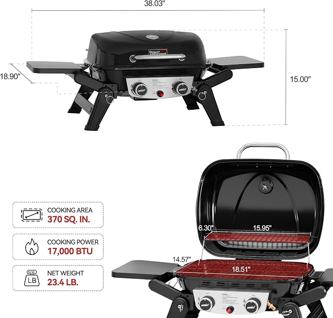 Royal Gourmet GT2005 2 Burner Portable Propane Gas Grill - Image 3