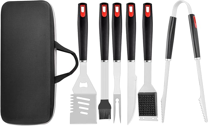 Barbecue Tool Set, 6-Piece Stainless Steel Grilling Accessories with Long Handles