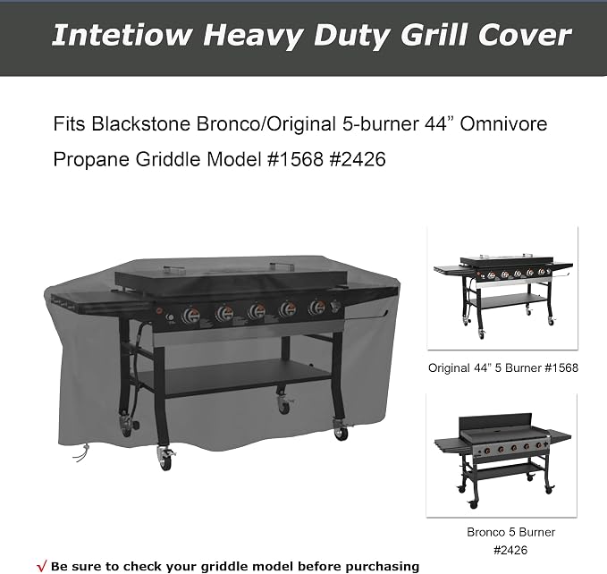 Grill Cover for Blackstone 5 Burner Griddle, for Black Stone Bronco 5-Burner 44 - Image 2