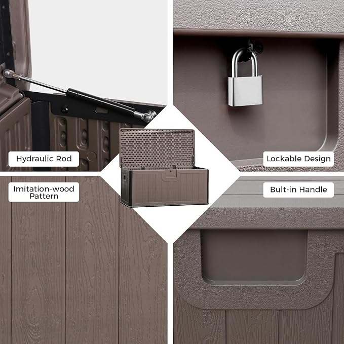100 Gallon Deck Box, Double-Wall Construction Waterproof Outdoor Patio Storage - Image 3