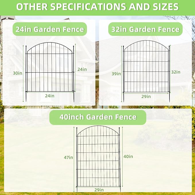 Decorative Garden Fence 32in x12ft, 5 Pack No Dig Fence Animal Barrier - Image 7