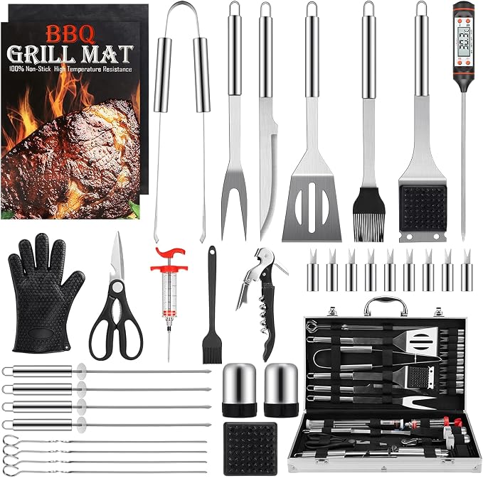 Grill Set, Grilling Gifts for Men, Tongs &Skewers, Smoker Accessories for by Birald
