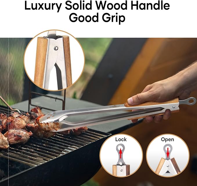 18-Inch Long Stainless Steel BBQ Tongs - Image 3