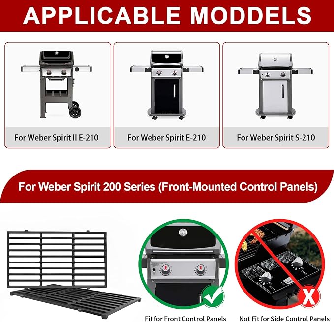 GasSaf 17.5 Grill Grates for Weber 7637 Spirit 200 E210 E220 S210 S220 - Image 3