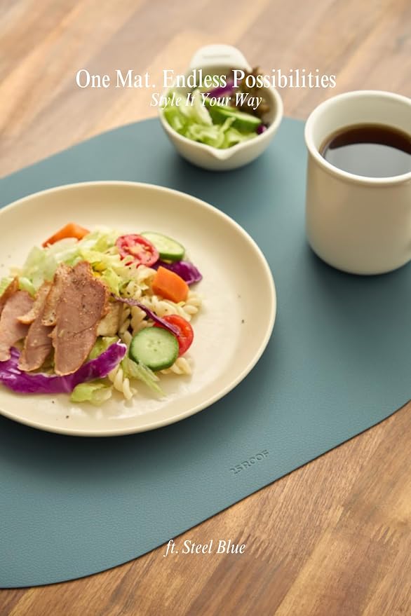 Steel Blue Oval Silicone Placemats Set of 4 – Heat Resistant, Waterproof - Image 5
