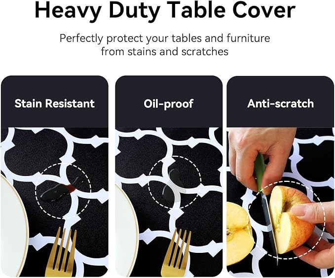 Romanstile Rectangle Plastic Tablecloth, 100% Waterproof Oil-Proof Checkered - Image 4