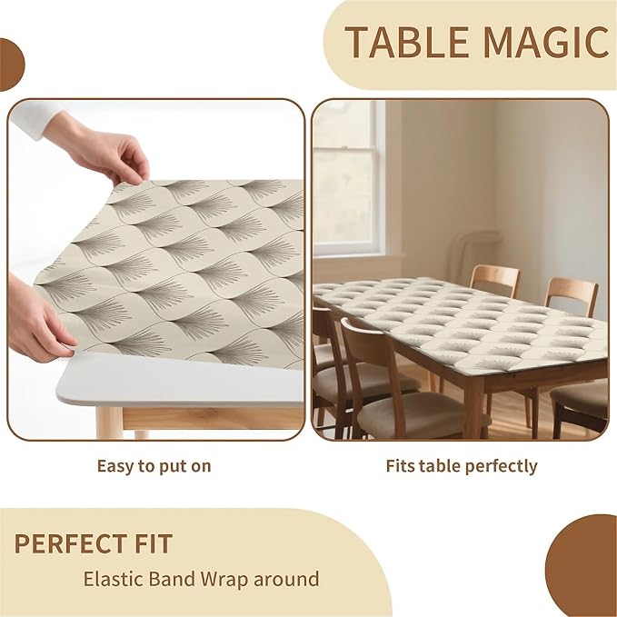 Rectangle Table Cloth Cover Waterproof Elastic Fitted Polyester Fitted - Image 4
