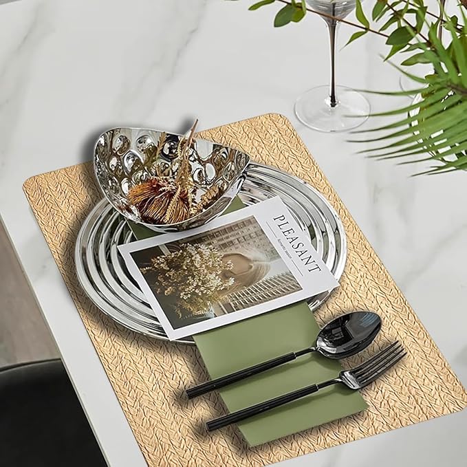 PIGCHCY Waterproof PVC Place Mats Set of 6, Non-Slip Faux Leather Placemats - Image 5