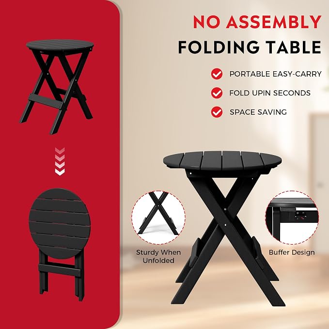 Costaelm Paradise HDPE Outdoor 24.5 Inch Round Portable Folding Patio Dining - Image 4