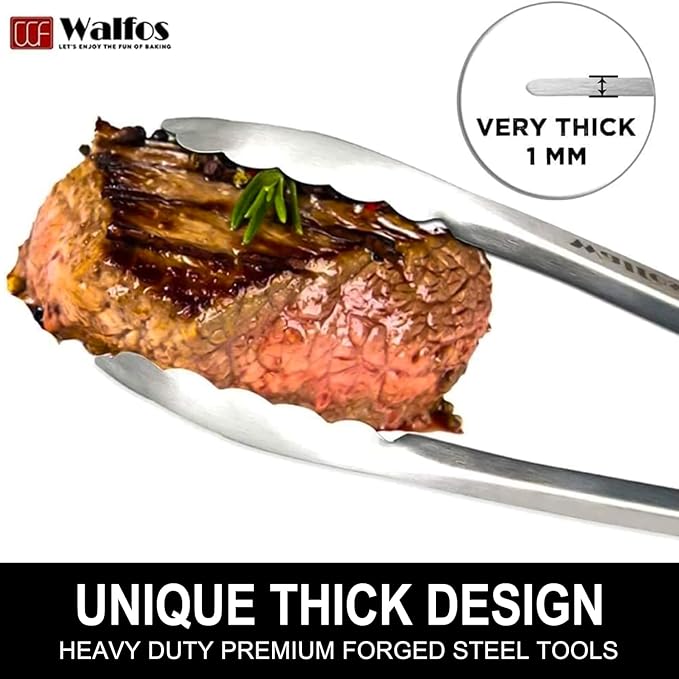 Stainless Steel Grill Tongs, 17 Inch, Set of 2 with Silicone Grips