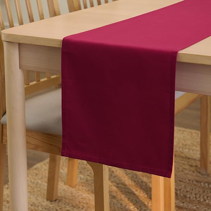 Encasa XO Table Runner 13"x72" Long | Cotton Canvas Fabric | Rich Maroon Solid by EncasaXO