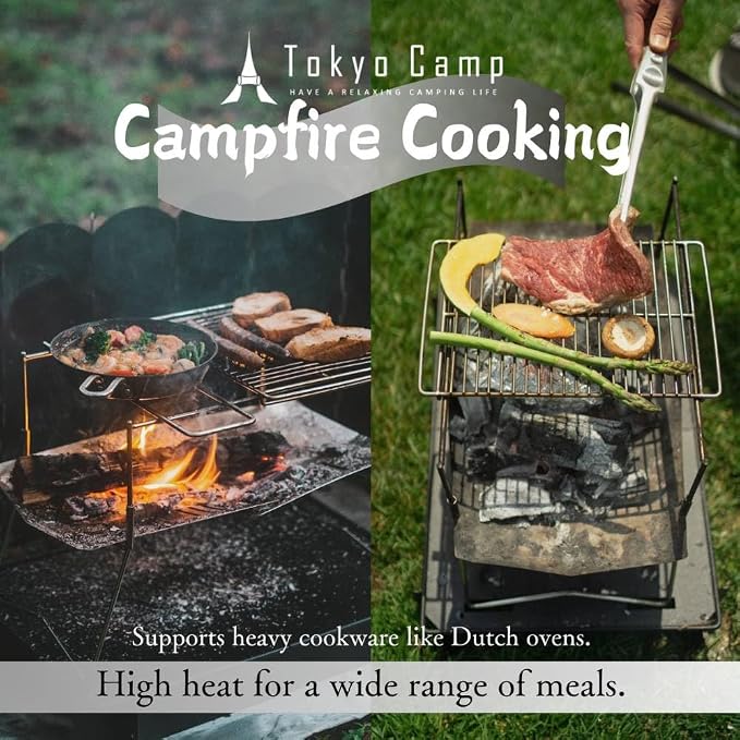 TokyoCamp HAKOSUKA Portable Fire Pit, Foldable Stainless Steel Wood Burning - Image 4