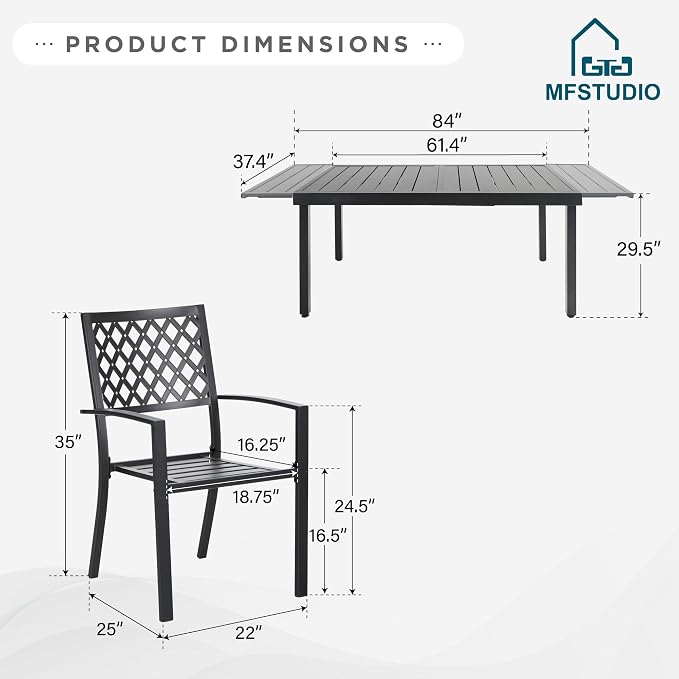 MFSTUDIO Outdoor Dining Set for 8, Patio Dining Set - Image 9
