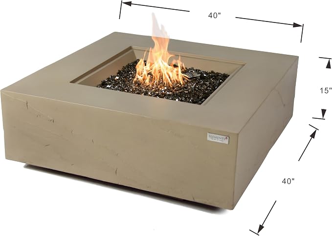 Elementi+ | Bundle Uluru Gas Fire Pit Cast Concrete 40" Square Fire Table - Image 2