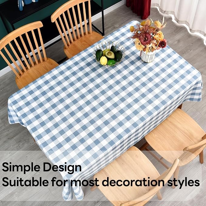 Gingham Table Cloth for Rectangle Tables Sky Blue Checkered Plaid Tablecloth - Image 6