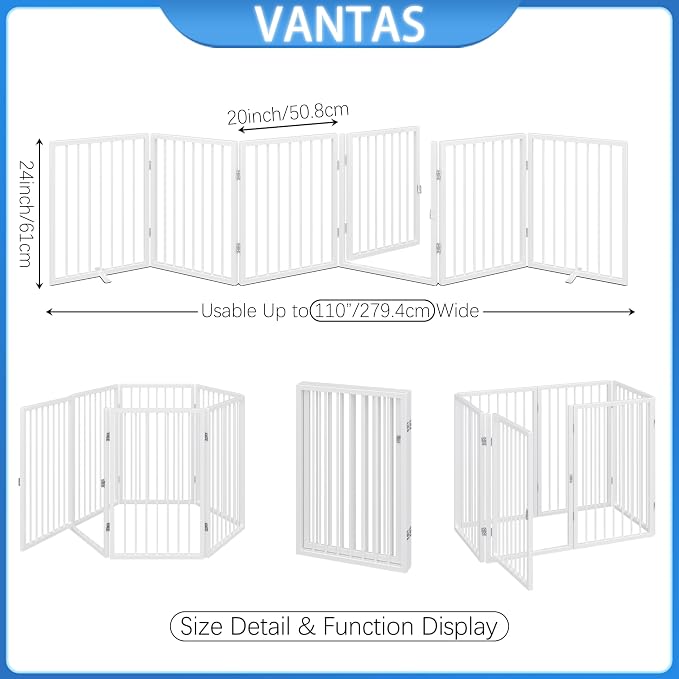 Vantas Folding No-Assembly Metal Pet Gate 120" Wide, Freestanding Accordion - Image 7