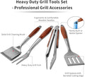 Barbecue Tool Set, 4-Piece Stainless Steel with Rosewood Handles