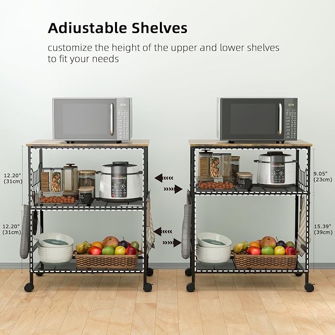 Rolling Kitchen Microwave Cart - Image 6