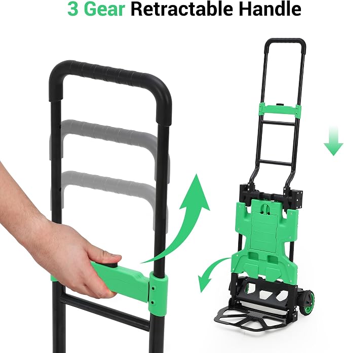 2-in-1 Folding Hand Truck with Basket, Heavy Duty 330LBS Collapsible Cart - Image 4