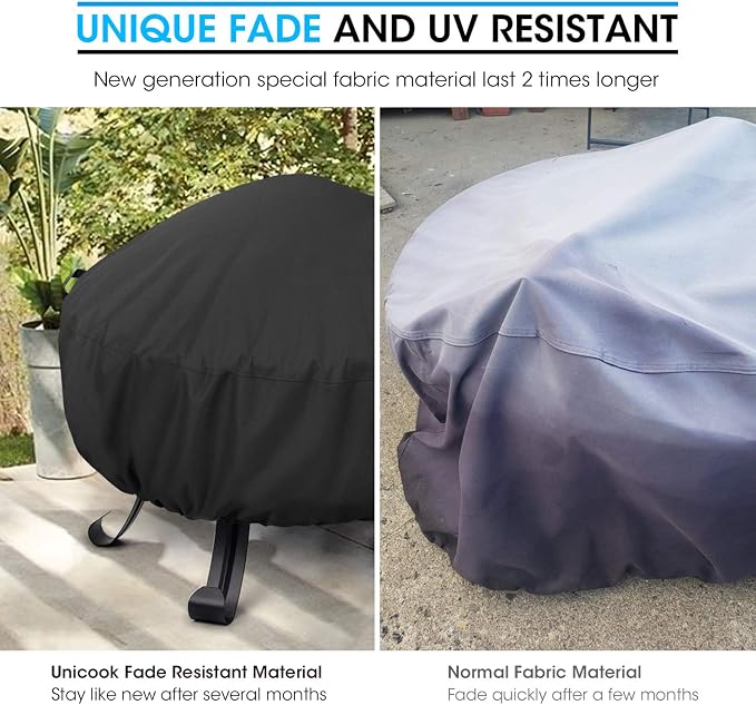 Unicook Round Fire Pit Cover 32 Inch, Heavy Duty Waterproof Firepit Cover Small - Image 2
