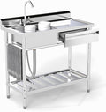 Stainless Steel Utility Sink, Right Drawer, Indoor and Outdoor by Toemics