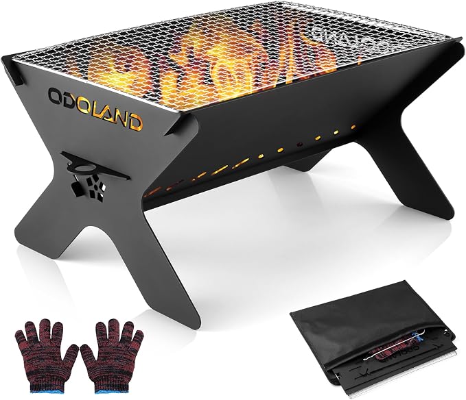 Odoland Camping Campfire Grill, Portable Folding Charcoal Grills, Backpacking by Odoland
