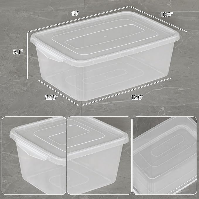 14 Quart Plastic Storage Box, Pizza Dough Proofing Containers, 4 Packs - Image 2